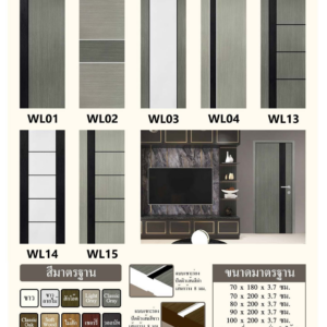 บานประตู UPVC TWO-TONE เซาะร่อง ใช้ภายในอาคาร